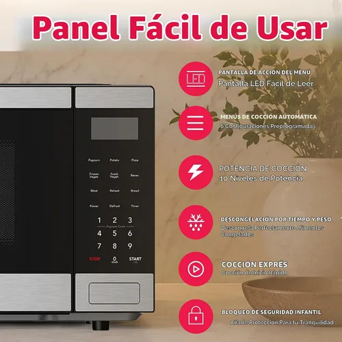 Vista 3 de Microondas Frigidaire de 0.9 pies cúbicos, panel de control digital - Configuraciones de cocción automática - Bloqueo de seguridad para niños