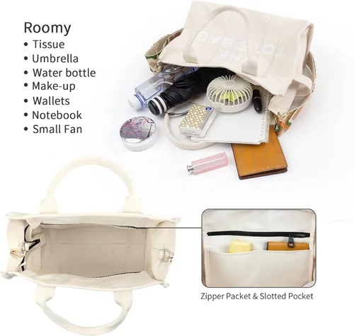 Vista 3 de EASRTA Tote Bag for Women, Canvas Tote Bag, Travel Tote Bag, Women Shoulder Bag, Crossbody Bag, Women Handbag