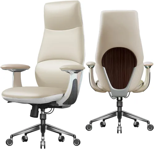 Vista 9 de Silla ejecutiva ergonómica de cuero genuino, respaldo alto de 400 libras