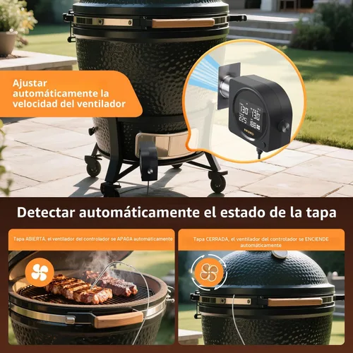 Vista 3 de Controlador de temperatura para barbacoa 5G Wi-Fi y Bluetooth INKBIRD, ventilador automático para ahumador con pantalla LCD para parrilla