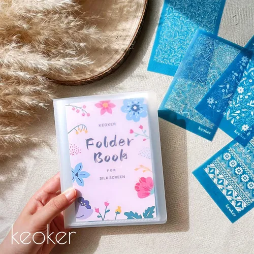 Vista 5 de KEOKER Libro de carpetas con fundas de plástico, 40 bolsillos, libro de presentación con protectores de hojas para plantilla de pantalla de seda