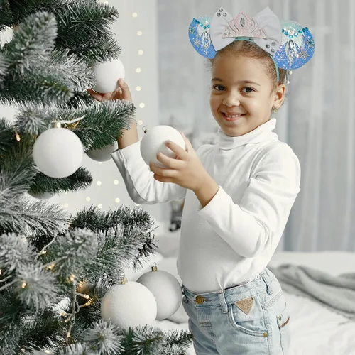 Vista 7 de Diademas de orejas de ratón, diadema de tiara de Elsa de Frozen para niñas, diademas con lazo con purpurina para mujeres y adultos, disfraz