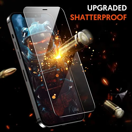 Vista 3 de Fotbor Protector de pantalla compatible con iPhone 12 Pro/12, paquete de 3 [grado militar inastillable] vidrio templado de cobertura completa