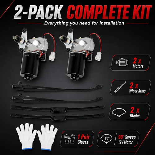 Vista 7 de Kit de limpiaparabrisas UTV de 12 V con hoja de 16 pulgadas, conjunto de motor de barrido de 90° Kit de limpiaparabrisas eléctrico Polariss RZR
