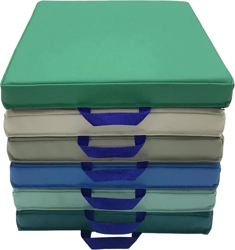 Vista 12 de SoftScape - Cojines de piso cuadrados de 15 pulgadas con asas; asientos flexibles para la educación a distancia en el hogar, guardería, preescolar