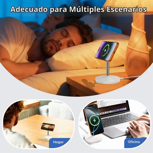 Vista 5 de Cargador inalámbrico magnético para iPhone, cargador Mag-Safe de 25 W, soporte de carga rápida, adaptador USB C magnético de 35 W con cable de 6