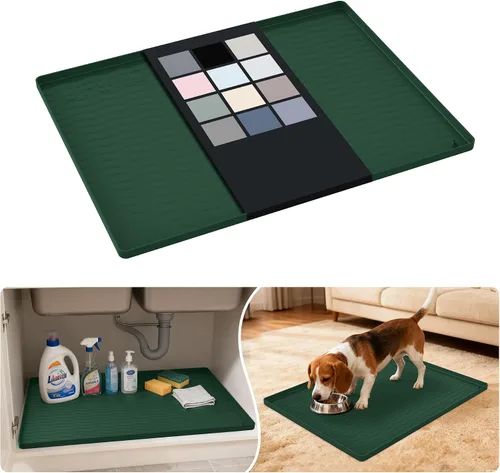 Vista 101 de URMONA - Tapete de silicona impermeable para debajo del fregadero, 16 x 10 Beige