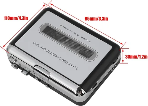 Vista 3 de Socobeta Convertidor de audio Cinta a PC Cassette Convertidor Grabadora Digital Audio Reproductor de música con auriculares