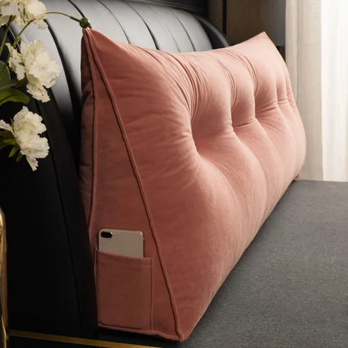 Vista 11 de Almohada triangular para cabecero, cojín triangular de color sólido, almohada de descanso en cama, almohada extraíble con soporte de cuña grande
