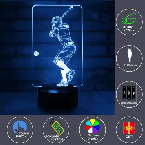 Vista 3 de EpicGadget - Soporte de luz nocturna 3D con ilusión óptica y 7 colores cambiantes, 0.70watts, 5.00 volts