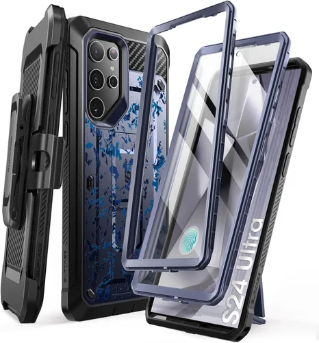 Vista 10 de SUPCASE Funda para Samsung Galaxy S24 Ultra con soporte, [Unicorn Beetle Pro] [2 marcos frontales]