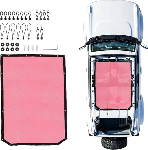Vista 10 de Parasol Compatible con Ford Bronco Nuevo 2021 2022 2023 2024 2025 de 2 Puertas, Parasol Bikini Top para Techo Bimini, Red de Malla Suave, Accesorios
