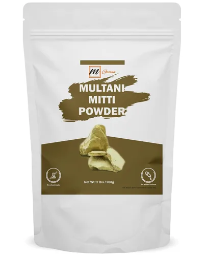 Vista 8 de Lodo Multani Mitti 100% natural purificado Fullers Earth Clay Powder de grado cosmético Mascarilla facial natural 100 GMS / 0.22 libras