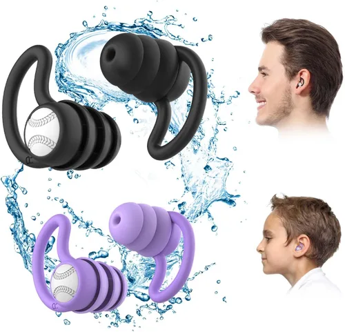 Vista 14 de Tapones para los oídos de natación impermeables, 1 par de tapones de silicona para los oídos para adultos y niños, tapones para los oídos