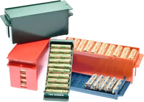Vista 7 de Nadex Juego de 8 cajas de almacenamiento de monedas enrolladas y bandeja 4 cajas de almacenamiento de monedas enrolladas de alta capacidad