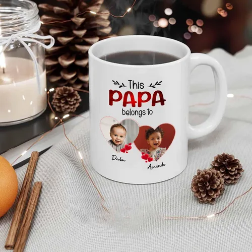 Vista 4 de Taza de regalo para abuelo, taza de café blanca con foto personalizada para nietos, regalo para el día del padre, papá, abuelo, abuelo, taza de café