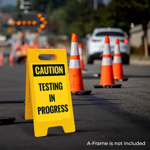 Vista 2 de Caution Testing in Progress Sidewalk Sign Kit, 10x16 Inches, Replacement Panels (2 Pack) Thick HDPS Plastic, Made in USA by Sigo Signs