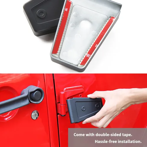 Vista 6 de JeCar Cubiertas de Bisagras de Puerta ABS Accesorios Exteriores para Jeep Wrangler JK JKU 2007-2018, Negro