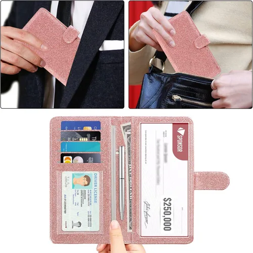 Vista 5 de ACdream Checkbook Cover, Leather RFID Blocking Check Book Wallet