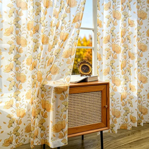 Vista 20 de youleyar Cortinas traslúcidas florales para sala de estar, 54 pulgadas de Primavera - Floral