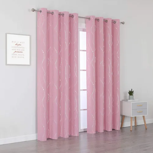 Vista 7 de SMILE WEAVER Cortinas opacas rosas para sala de estar de 96 pulgadas de largo, 2 paneles, cortinas de oscurecimiento de habitación de niñas, diseño
