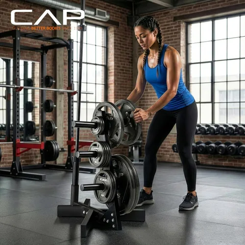 Vista 5 de CAP Barbell Estante de almacenamiento para árbol de placas olímpicas, varios