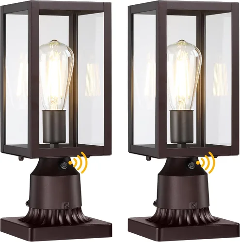 Vista 10 de Luz de poste de 16.6 pulgadas para exteriores, lámpara grande de 3 luces, moderna iluminación exterior de pilar impermeable, poste de farol