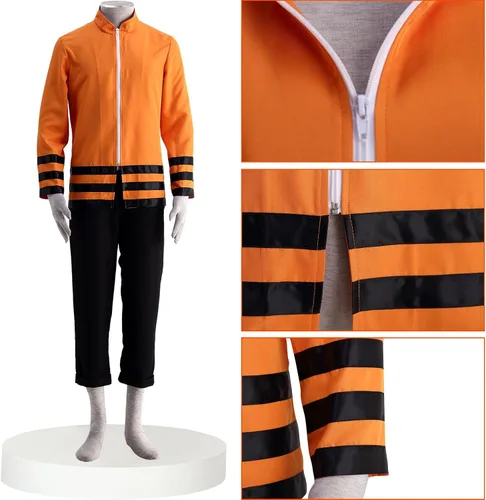 Vista 5 de MYCOS 7th Nanadaime Orange Ninja Jacket Cosplay trajes de disfraz para niños grandes adultos festival realizar Halloween