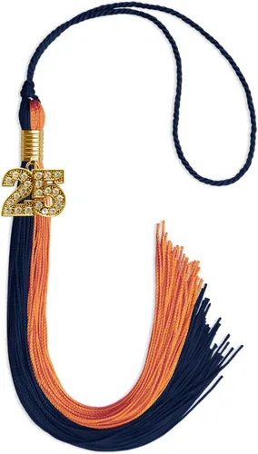 Vista 84 de Endea Graduation Borla de doble color con dije dorado (negro/oro brillante, 2022)
