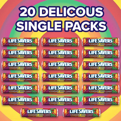 Vista 4 de LIFE SAVERS Paquete a granel de caramelos duros de 5 sabores, rollo de 1.14 onzas (paquete de 20)