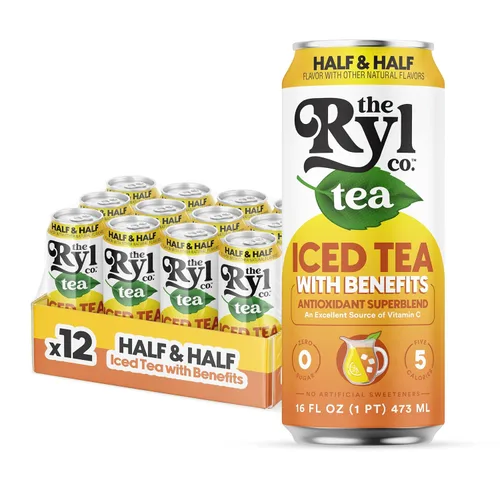 Vista 10 de Ryl Té Helado, Té Cítrico Verde, Súper Mezcla Antioxidante, Sin Azúcar, Bajo en Carbohidratos, Cero Calorías - 16.0 Fl Oz (Paquete de 12)