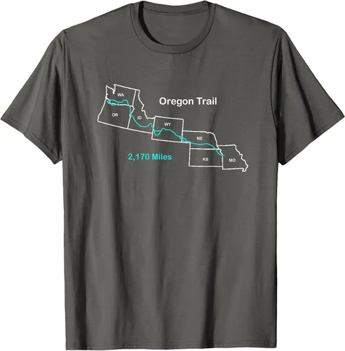 Vista 74 de Route Map of The Oregon National Historic Trail T-Shirt Asphalt Grey