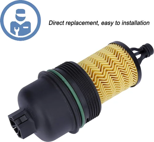 Vista 2 de ONER Conjunto de tapa de carcasa para filtro de aceite y filtro de aceite, apto para Maserati Ghibli V6 3.0L 2014-2019, Maserati Quattroporte V6