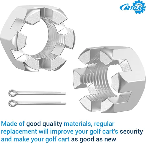 Vista 4 de CartClan - Juego de 2 tuercas ranuradas y clavijas para carrito de golf EZGO TXT 1976-2013, pieza de repuesto 5/8-1815483-G1/612928 3010387-G1
