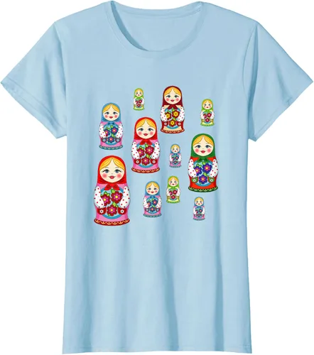 Vista 24 de Rusia - Camiseta de juguete retro para niños, diseño de muñecas rusas