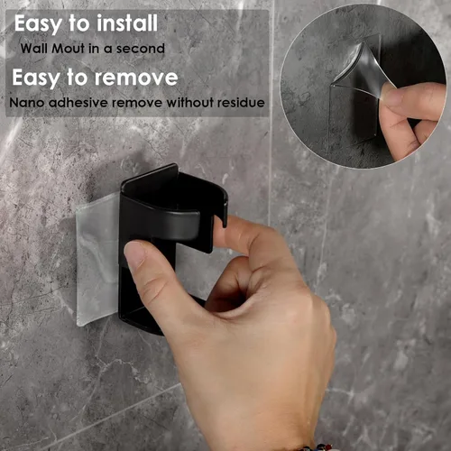 Vista 3 de Soporte eléctrico de metal para cepillo de dientes para baño, montado en la pared con nano adhesivo, ranura para base de cargador de cepillo