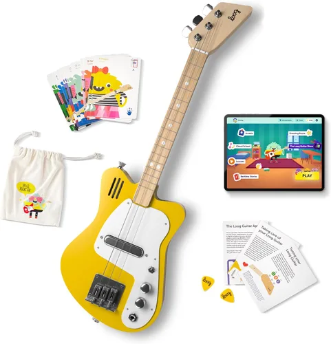 Vista 9 de Loog - Guitarra eléctrica mini para niños principiantes, con amplificador incorporado, a partir de 3 años, aplicación de aprendizaje y lecciones