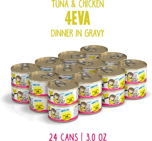 Vista 2 de Weruva BFF - Comida húmeda natural para gatos, atún y pollo 4 Eva en salsa, lata de 3 onzas, paquete de 24
