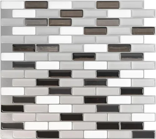 Vista 7 de SMART TILES Protector contra salpicaduras despegar y pegar - 5 hojas de 9.36" x 9.73" - Azulejo adhesivo 3D despegar y pegar para protector contra