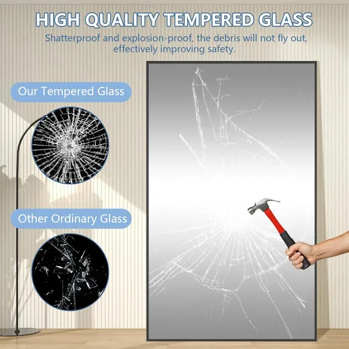 Vista 8 de MirrMuse Espejo grande de longitud completa 72 x 44 pulgadas, espejo de piso de gran tamaño con soporte
