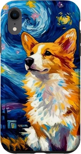 Vista 25 de Carcasa para iPhone 16 Welsh Corgi Dog Starry Night Van Gogh Welsh Corgi