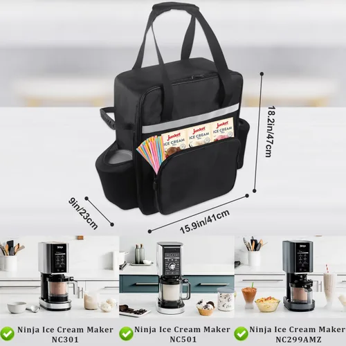 Vista 3 de Bolsa de transporte para máquina de helados Ninja CREAMi NC301 y NC501, bolsa portátil de viaje para máquina de helados, bolsa de almacenamiento