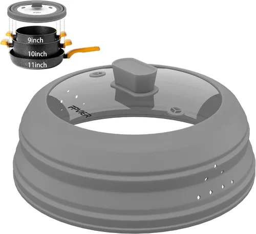 Vista 16 de Cubierta para salpicaduras de microondas, cubierta plegable de silicona para placa de microondas con vidrio para tapa protectora de salpicaduras