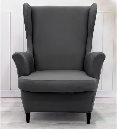 Vista 2 de Morbuy Funda para silla Wingback, 2 piezas, lavable, elástica, con respaldo de ala, fundas para silla con brazos para sala de estar, dormitorio