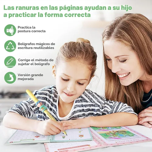 Vista 3 de Libros de escritura mágica, cuaderno de práctica de escritura a mano, ayuda para escribir a mano, bolígrafo mágico reutilizable, diseño