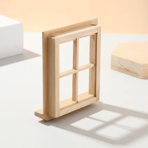 Vista 3 de Toyvian Mini casa de muñecas ventana de madera: 1: 12 marco de ventana pequeña modelo casa de muñecas muebles accesorios de muñeca