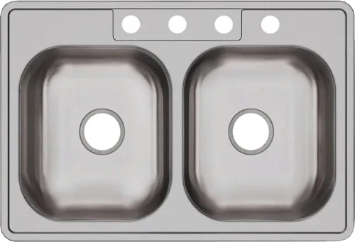 Vista 16 de Dayton D233221 Equal - Fregadero de acero inoxidable con doble tazón, 33 x 22 x 6.5 pulgadas