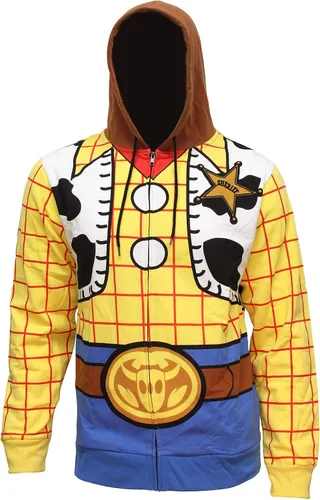 Vista 3 de Disney Pixar Toy Story - Disfraz de sheriff de I Am Woody The Cowboy para hombre, sudadera con capucha con cremallera, Woody