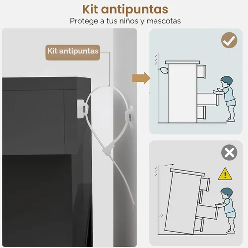 Vista 7 de BEWISHOME Cómoda negra para dormitorio con estación de carga y luces LED, cómoda de 6 cajones, cómodas de madera para armario, cómodas modernas