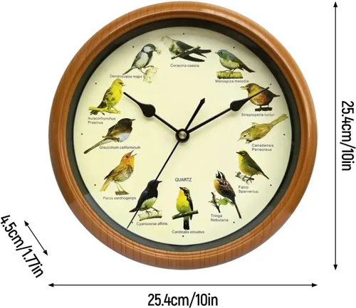 Vista 5 de Generic Reloj de pared de pájaro - Reloj colgante decorativo con sonido para cocina, 10.0x10.0x1.8 in, marrón